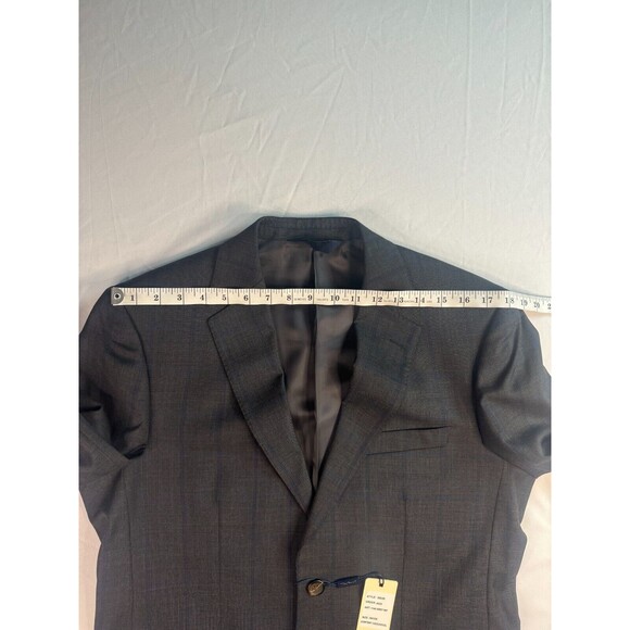 Max Davoli Baroni Super 150s Suit Set Mens Size 39S 33S Gray Blue Windowpane - Picture 13 of 16